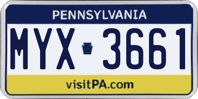 PA license plate MYX3661