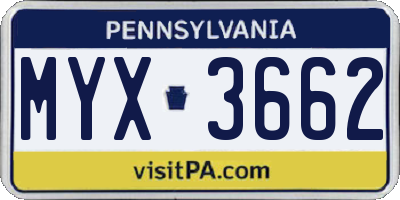 PA license plate MYX3662