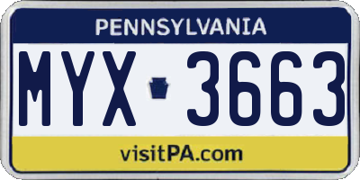 PA license plate MYX3663