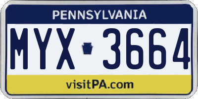 PA license plate MYX3664