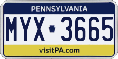 PA license plate MYX3665