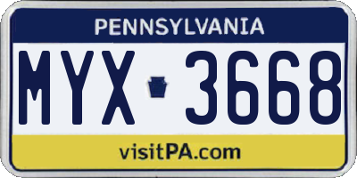 PA license plate MYX3668