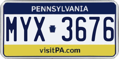 PA license plate MYX3676