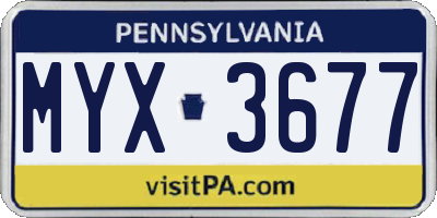 PA license plate MYX3677
