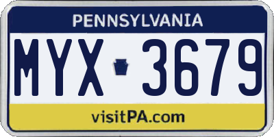 PA license plate MYX3679