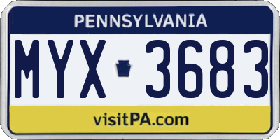 PA license plate MYX3683