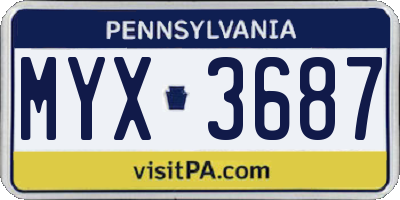 PA license plate MYX3687