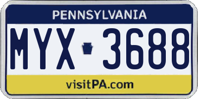 PA license plate MYX3688
