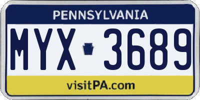 PA license plate MYX3689