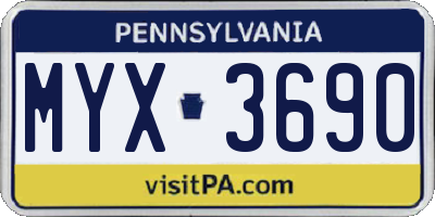 PA license plate MYX3690