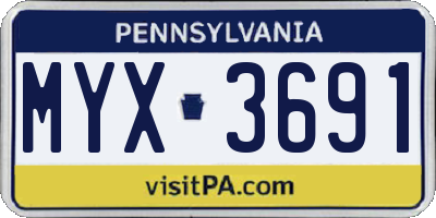 PA license plate MYX3691