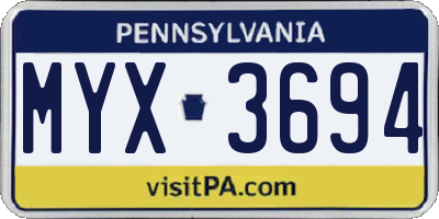 PA license plate MYX3694