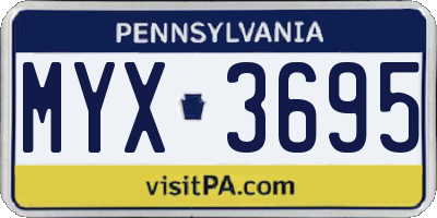 PA license plate MYX3695