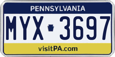 PA license plate MYX3697