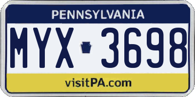 PA license plate MYX3698
