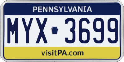 PA license plate MYX3699
