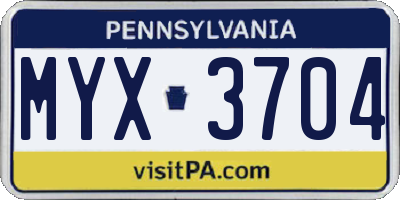 PA license plate MYX3704