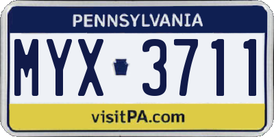 PA license plate MYX3711