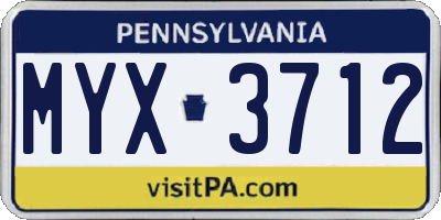 PA license plate MYX3712
