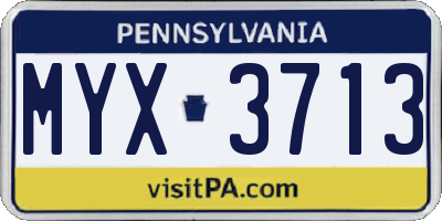 PA license plate MYX3713