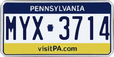 PA license plate MYX3714
