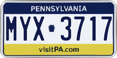 PA license plate MYX3717