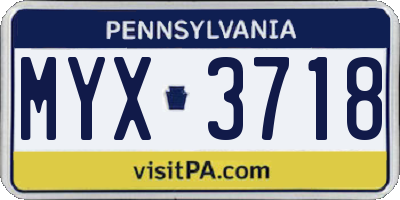PA license plate MYX3718