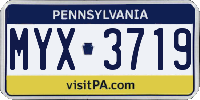 PA license plate MYX3719