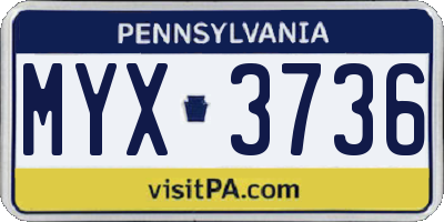 PA license plate MYX3736