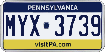 PA license plate MYX3739