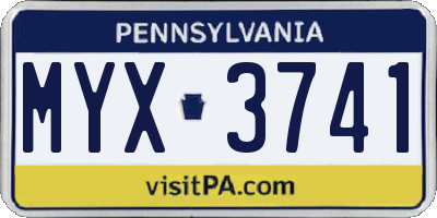 PA license plate MYX3741