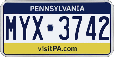 PA license plate MYX3742