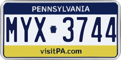PA license plate MYX3744