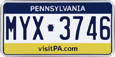 PA license plate MYX3746