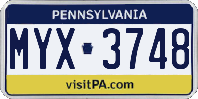 PA license plate MYX3748
