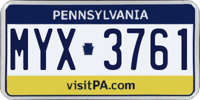 PA license plate MYX3761