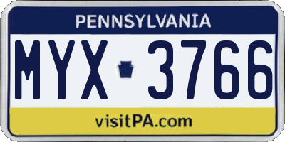 PA license plate MYX3766