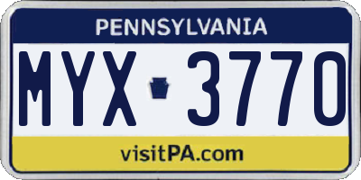 PA license plate MYX3770