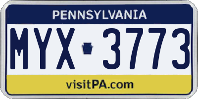 PA license plate MYX3773