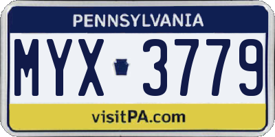 PA license plate MYX3779