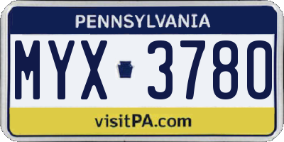 PA license plate MYX3780