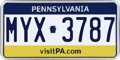 PA license plate MYX3787