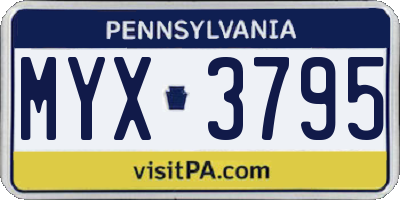 PA license plate MYX3795