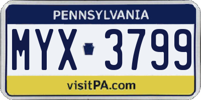 PA license plate MYX3799