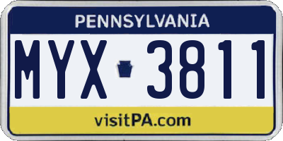 PA license plate MYX3811