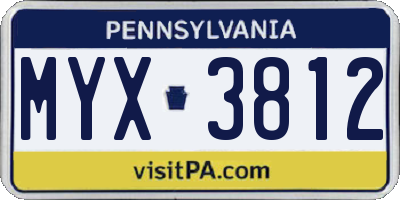 PA license plate MYX3812