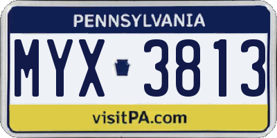 PA license plate MYX3813
