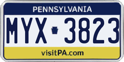 PA license plate MYX3823