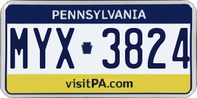 PA license plate MYX3824