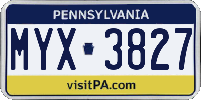 PA license plate MYX3827